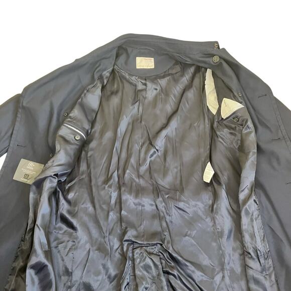 Banana Republic Mens Heritage Collection Navy Water Repellent Long Trench Coat - Picture 13 of 16
